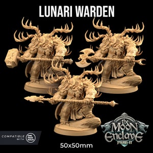 Lunari Wardens | Dragon Trappers Lodge | Moon Enclave Pt 2 Army | RESIN | Fantasy | DnD | RPG | Tabletop | Gaming | Miniature | Beast | Bear