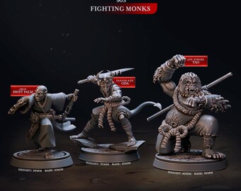 Fighting Monks | Cast n Play | Eternal Monks | NPCs | RESIN | Fantasy | Horror | RPG | Gaming Miniatures | Character Model | Monk
