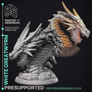 White Greatwyrm | Printed Obsession | Random Monsters | Resin | Fantasy | Horror | DnD | RPG | Tabletop | Miniature | Monster Model