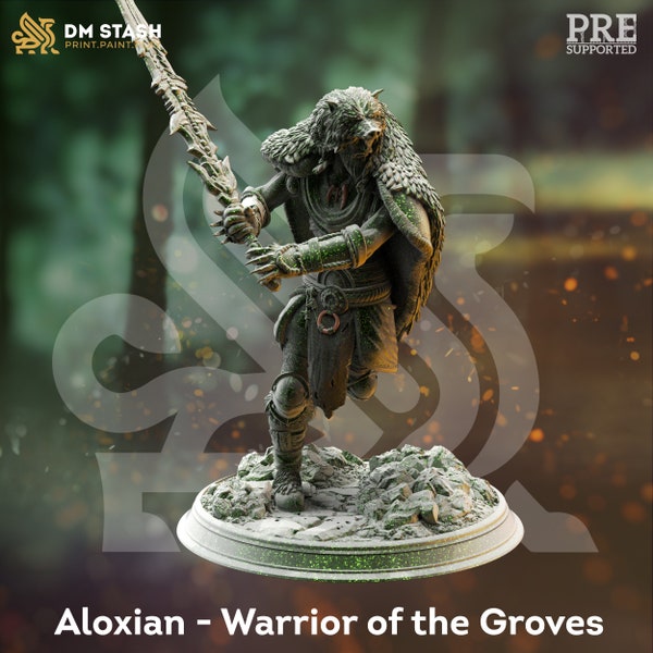 Aloxian - Warrior of Groves | DM Stash | Fire and Fey | RESIN | Fantasy | DnD | RPG | Tabletop | Miniatures | Fey Creature | Character Model