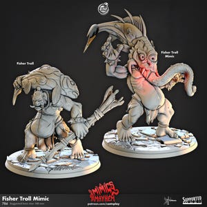 Fisher Troll Mimic | Cast n Play | Mimics | NPCs | RESIN | Fantasy | Horror | RPG | Gaming Miniatures | Awake and Sleeping Mimic Set | Trap