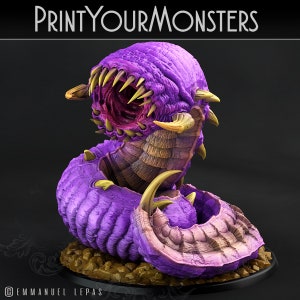 Young Purple Worm | Print Your Monster | Worms Subterranean Terrors | Resin | Fantasy | DnD | RPG | Tabletop | BBEG | Worms | Serpents