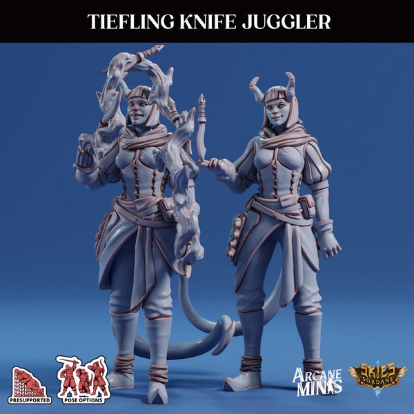 Tiefling Knife Juggler | Arcane Minis | Cirque Du Sordane | Resin | Fantasy | DnD | RPG | Tabletop | Miniature | Character Model | Tiefling