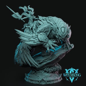 Xylia, the Unrelenting | Witchsong | Owl God| RESIN | Fantasy | Horror | RPG | Gaming Miniatures | Mounted Character | Owl Beast | BBEG