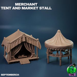 Merchant Tent and Market Stall | TPK Lab | Northern March | Fantasy | DnD | RPG | Tabletop | Gaming | Miniatures | Terrain