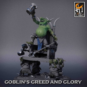 Goblin King Beer On Throne | Rescale Miniature | Green Goblins Glory | Resin | Fantasy | DnD | RPG | Tabletop | Miniature | NPC | Goblins