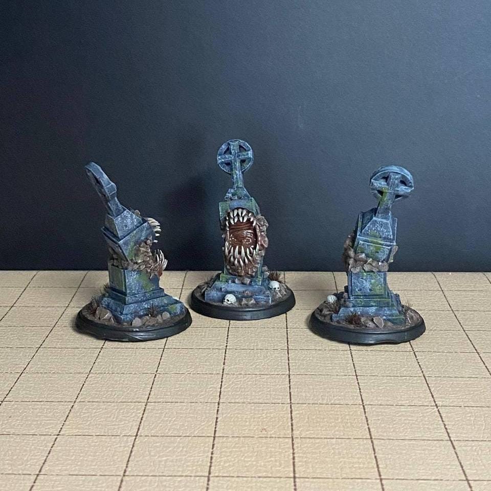 Painted Graveyard Mimic | Print Your Monster | The Living Graveyard | Resin | Fantasy | DnD | RPG | Tabletop| Graveyard Miniature
