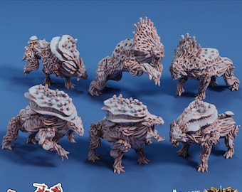 Fungal Hounds | Sordane Publishing | Junkers Plight | Resin | Fantasy | DnD | RPG | Tabletop | Miniature | Beast | Steampunk