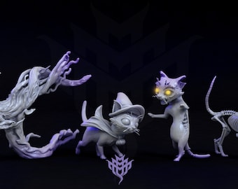 Cat Trick or Treaters | Mini Monster Mayhem | Adorable Nightmares | RESIN | Fantasy | DnD | RPG | Tabletop | Gaming | Miniatures