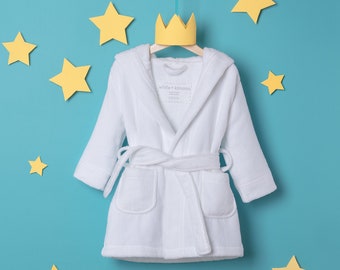 Hypoallergenic Terry Velour 100% Cotton, Hooded Bathrobe, Baby/Toddler Robe, Kids Pool Cover up, Luxury Hotel Quality 2-4T or 4-6T US Kids