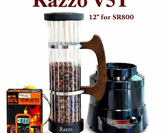 Razzo V5T – 12” Roasting Chamber for FreshRoast SR800 | American Walnut Handle | Bean Temp Sensor Included