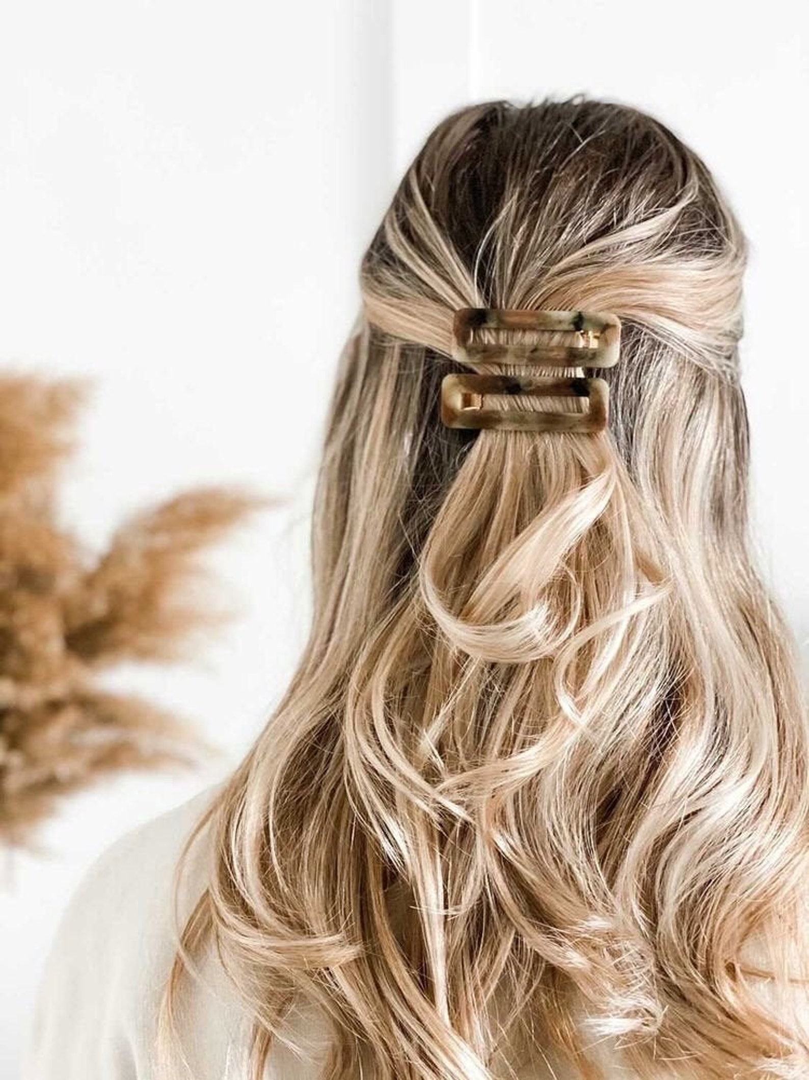 Neutral Vintage 90s Trendy Hair Clips 3pack Resin Hair Etsy