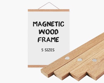 21cm Light Wood Wooden Magnetic Canvas Artwork Print Dowel Poster Hangers for Frames Hanging Kit Teak Wood Fenteer Pack of 4 Magnet Poster Hanger Frame