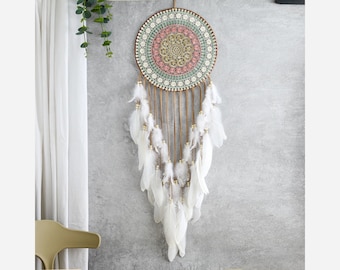 Boho Feather Dream Catchers, Wall Hanging Tapestry lights, Bohemian Wall Decor, Boho Bedroom Nursery Decor, Dreamcatchers