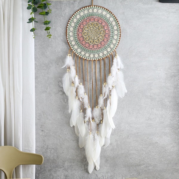 Boho Feather Dream Catchers, Wall Hanging Tapestry lights, Bohemian Wall Decor, Boho Bedroom Nursery Decor, Dreamcatchers