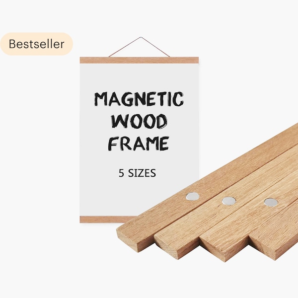 Wooden Magnetic Poster Hanger for Framing Art & Pictures- Poster Hanger- Print Hanger- Wall Hanging- Wooden Poster Hanger-Easy Hanger Frames