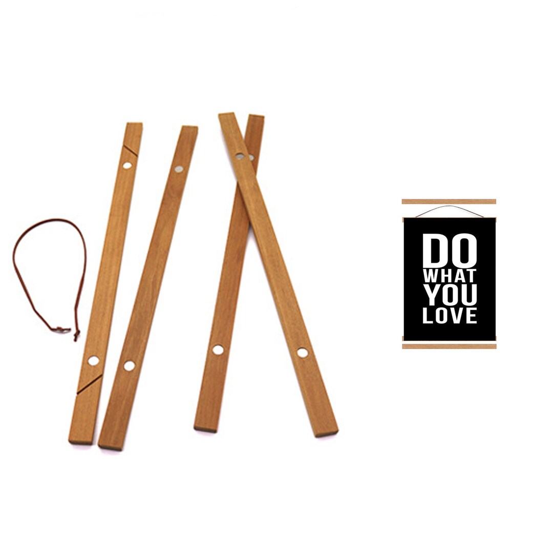 Picture Hanger Wood Poster Hanger Frame, Wooden Wall Hanging Frame for Framing Art