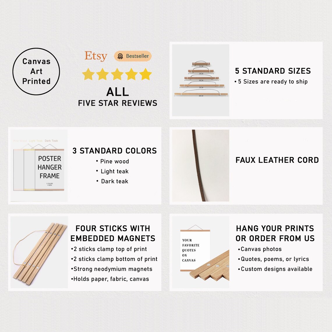 Wooden Poster Hanger for Framing Art & Pictures Etsy