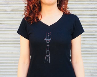 San Francisco Sutro Tower at Night Ladies T-shirt