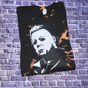 Custom bleach reverse tie dye tee, Halloween, Halloween Michael Myers, Custom tees, Gift, Horror, Classic Horror, 80s horror, apparel