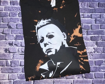 Michael Myers Halloween T-Shirt, Bleach Tie Dye Horror Tee