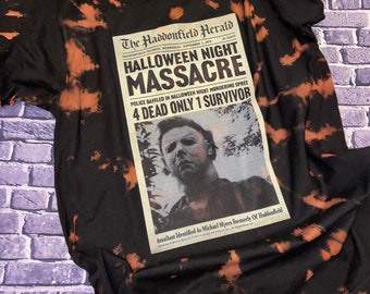 Michael Myers Halloween Bleach Tie-Dye Graphic T-Shirt