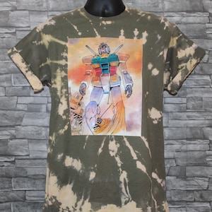 One of a kind custom Bleach tie dye Gundam Anime T-shirt