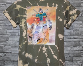 One of a kind custom Bleach tie dye Gundam Anime T-shirt