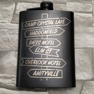 Horror Street Sign Laser Engraved Flask