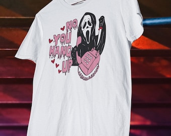 Scream Ghost Face Valentine Tee, No You Hang Up Graphic Shirt
