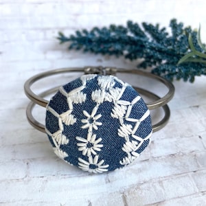 Blue Denim Button Bracelet