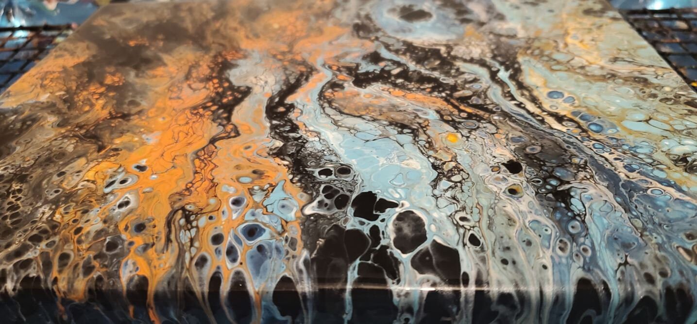 Blue and Orange Acrylic Pour Painting Wall and Home Decor on Etsy