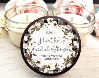 Fall Bridal Shower Favors, 6 Candle Favors, Buffalo Plaid Favors, Autumn Wedding Favors, Bulk Candle Favors, Personalized Favors