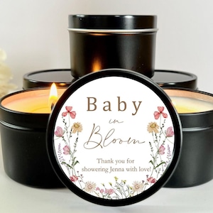 Wildflower Baby Shower Favors / Set of 10 Candle Favors / Baby In Bloom Shower / Personalized Candle Favors / Bulk Baby Shower Favors