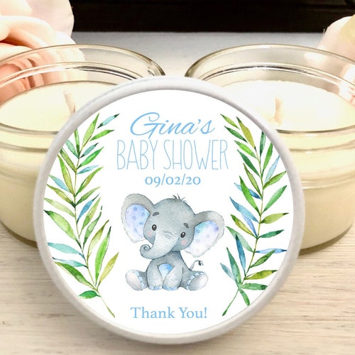 Boy Elephant Baby Shower Candle Favor Elephant Baby Shower Etsy