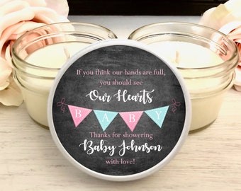 Baby Shower Favors Candles, Set of 6 Candles, Bunting Baby Shower Favor, Girl Baby Shower Favor, Boy Baby Shower Favor, Personalized Favor,