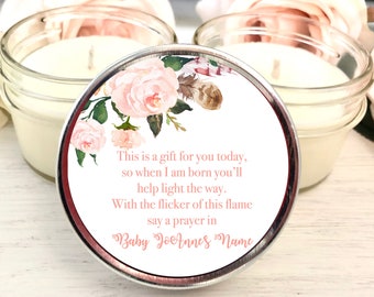 Kwiatowe upominki na baby shower, Różowy baby shower, Baby shower dla dziewczynki, 6 upominków w postaci świec sojowych, Prezenty w postaci świec, Pomysły na wyjątkowe upominki na baby shower