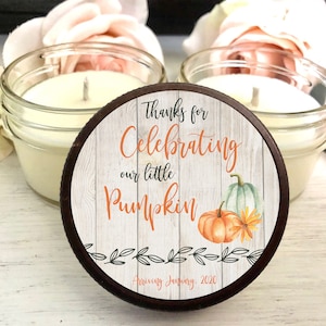 Little Pumpkin Baby Shower Favors, Favor Candles, Fall Baby Shower Decor, 6 Candles, Pumpkin Baby Shower, Personalized favors, Soy Candles