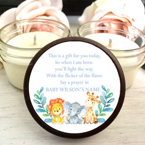 Soy Candle Favor Elephant Favors Zoo Baby Shower Decor Personalized Baby Shower Favors Animal Theme Baby Shower Favors 6 Candles