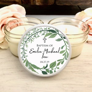 Greenery Baptism Favors, Set of 6 favors, Baptism Favor Boy, Christening Favors, Girls Baptism Favor, Baptism Candle, Personalized Favors