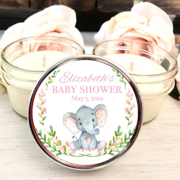 Elefante Baby Shower Favors, es una niña, baby shower de niña, favores de elefante rosa, juego de 6 favores de velas, favores personalizados