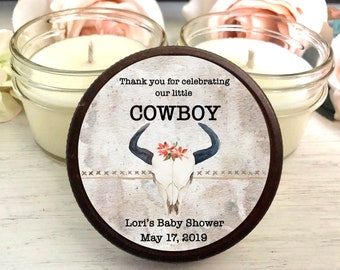 Little Cowboy Baby Shower Favor, Set of 6 4 oz Candle Favors, Rustic Favors, Western Baby Shower Favors, Cowboy Baby Shower, Unique Favor