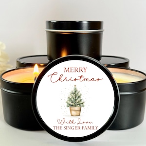Cadeaux de Noël personnalisés / Lot de 10 bougies cadeaux / Étiquette minimaliste pour sapin de Noël / Cadeau de Noël en vrac / Cadeaux de bougies des Fêtes