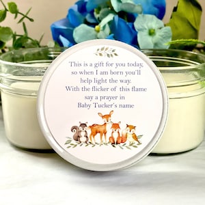 Woodland Baby Shower Candles, Boy Baby Shower Favors, Baby Shower Poem, Personalized Favor, Girl Baby Shower, Baby Shower Gift