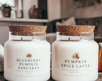 Fall Soy Candles | 22 oz Large Apothecary Candle | Cozy Farmhouse Fall Scent | Hand Poured Nontoxic | Choose Scent | Dye & Cruelty Free