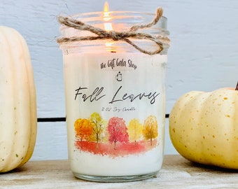 Fall Leaves Soy Candle, Fall Scented Candle, Hello Fall, Candles for Fall, Soy Candle Handmade, Gift for Mom, Housewarming Gift, Home Decor