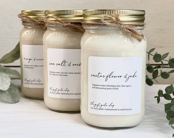 Spring Soy Candles, Choose Your Scent, 8 oz Mason Jar Candle, 16 oz, Candle Set Gift, Summer Soy Candle, Dye Free, Hand Poured