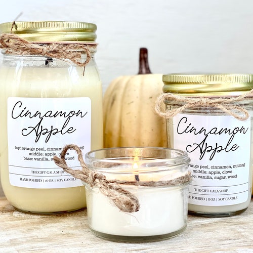 Cinnamon Apple Candle Mason Jar Soy Candle 16 Oz Candle Etsy