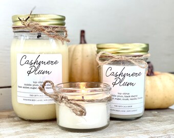 Fall Gift, Cashmere Plum Candle, Soy Candle, Autumn Candle, Hello Fall, Fall Decor Candles, Gift for Her, Candle Gift