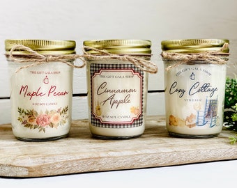 Fall Candle Gift Box, Fall Gift Set, Gift for Her, Set of 3 Fall Candles, Soy Candles Handmade